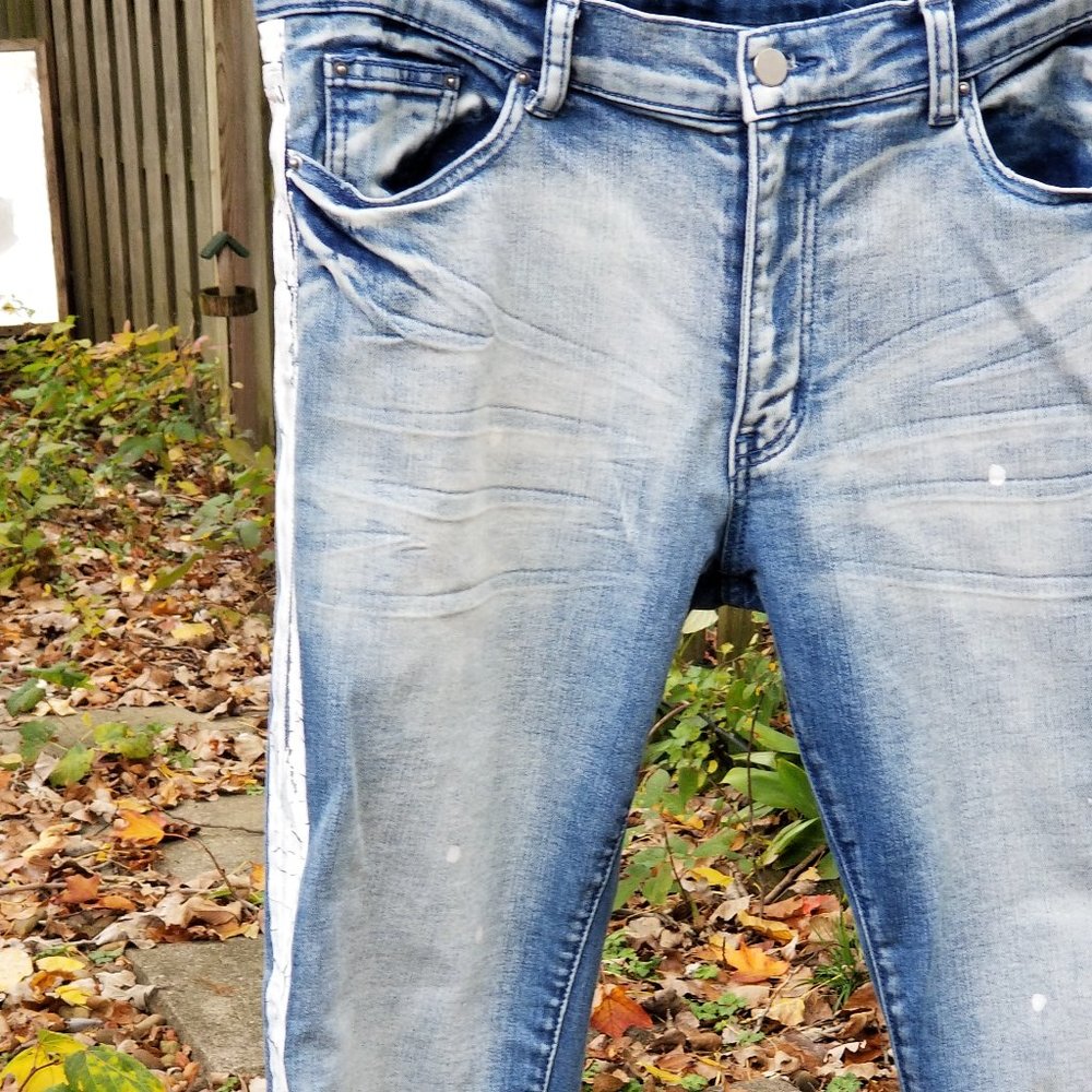 Mnml  Mens Jeans Paint 34 Skinny Pants Destroyed - Picture 2 of 10